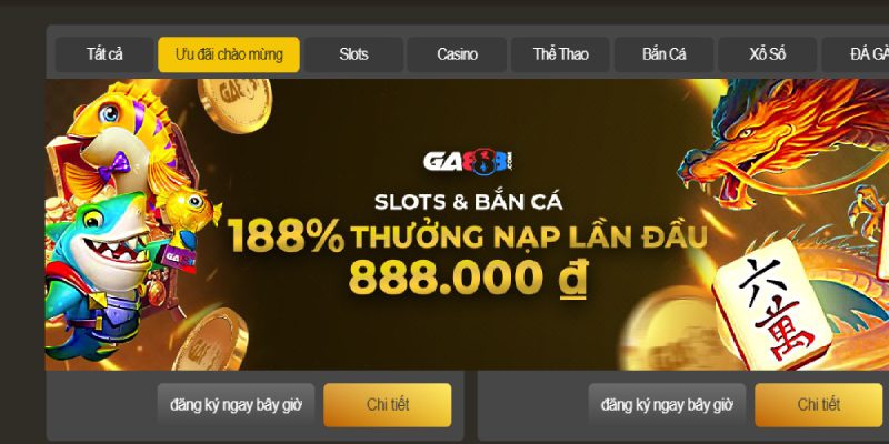 Khuyến mãi slots & bắn cá GA888 thưởng lên tới 888K